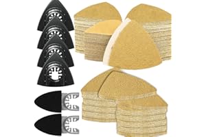 Gulrear 206PCS Multitool Sanding Pads for Oscillating Tool Sanding Attachments, Contains Triangle and Finger Sandpaper in a Variety of Grits, Detail Sanders for Woodworking, Metal and Other Surfaces