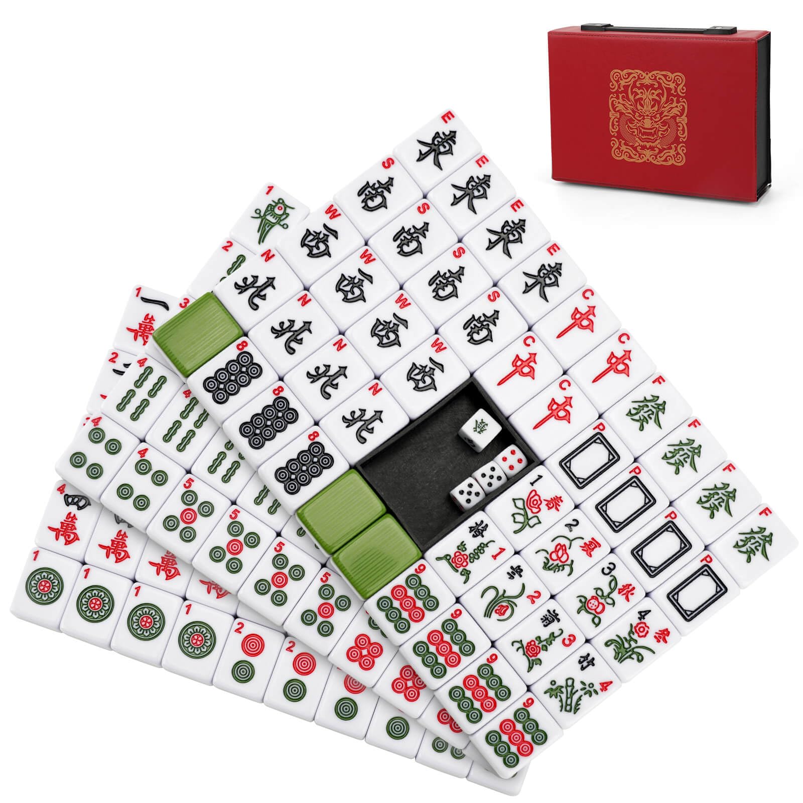 Photo 1 of Aceshmir Mahjong Tile Set, 146pcs Chinese Mahjong Set Quality Mah Jong Tiles with Exquisite Storage Box Easy to Carry, Instructions Include Mah Jongg Sets for Family & Friends Gatherings