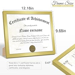 Fisnish 8.5x11 Picture Frame Certificate Document