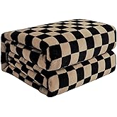 FY FIBER HOUSE Checkered Flannel Fleece Throw Blanket Queen Size Soft Cozy Checkerboard Grid Print Chessboard Gingham Pattern Blankets for Bed Couch Sofa, 90"x90", Black Brown