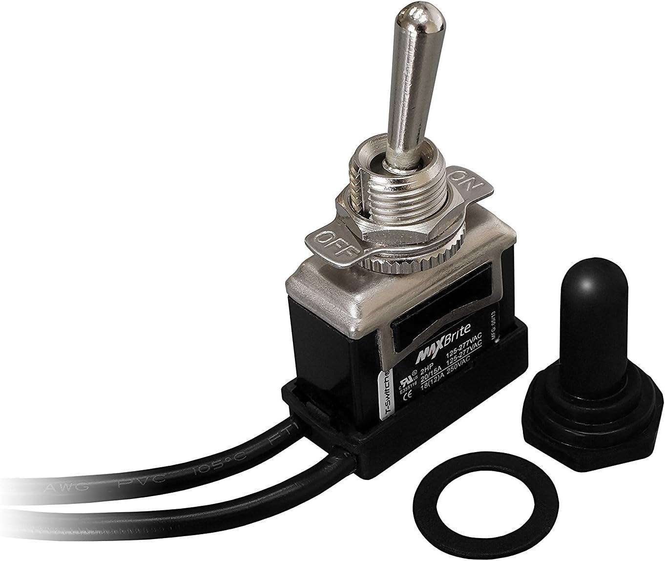 25 PCS Heavy Duty Toggle Switch 20/15A 125/277V, 2 HP with Waterproof Rubber Boot UL cUL Certified - - 