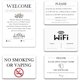 5 Acrylic Air BnB Sign Bundle, Magnetic Welcome Signs | Wifi Password Fridge Magnet, House Rules &ndash; Do Not Flush for Bathroom Toilet Guests | No Smoking Signage | STR Host | Rental Home | VRBO Signs