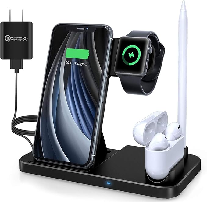 Wireless Charger, QIEU 4 in 1 QiCertified 18W Fast