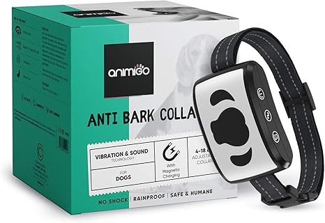 Animigo Collar Antiladridos para Perros Collar Adiestramiento Ajustable con 7 Niveles Vibración y Sonido, para Perros Pequeños, Medianos y Grandes, ...