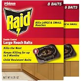 Raid Double Control Large Roach Baits for Indoor Roach Control Child Resistant Bait Stations 8 Count (Pack of 2)