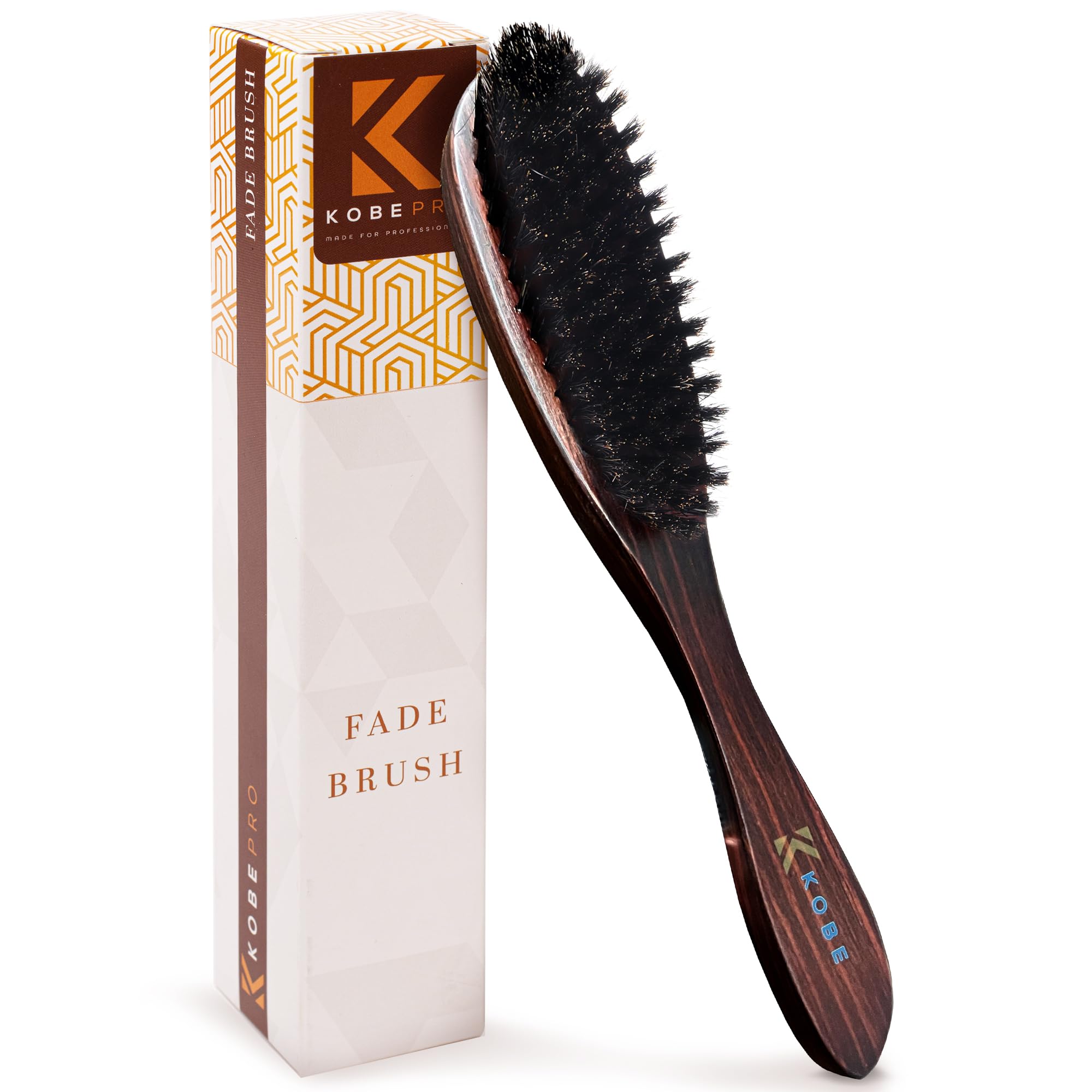 Kobe Professional Men's Beard and Fade Brush - Men’s Boar Bristle Hair Brush/Beard Brush - For Fading & Moustache Styling (Capone)
