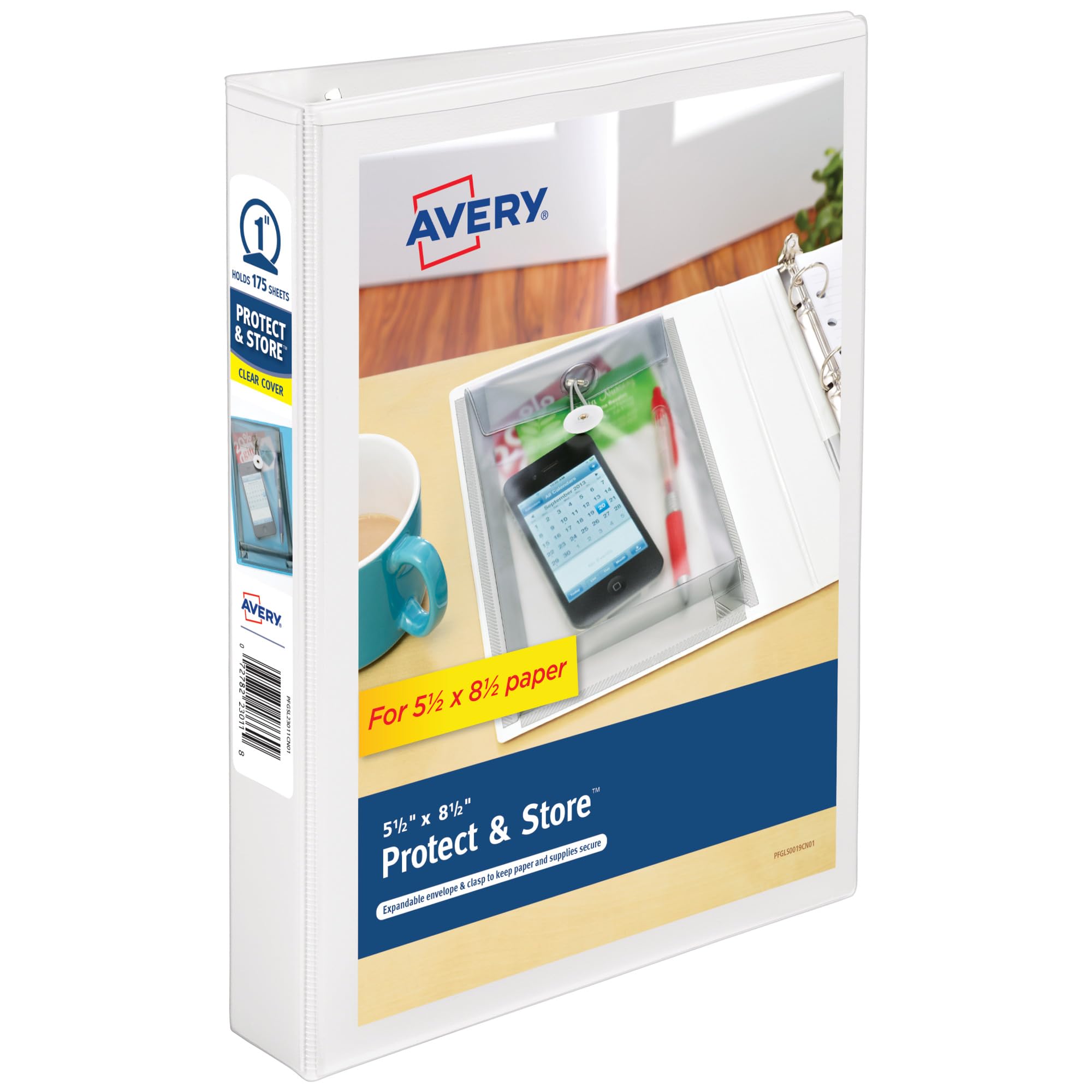 Avery Mini Protect and Store View 3 Ring Binder, 1 Inch Round Rings, 1 White Binder (23011)