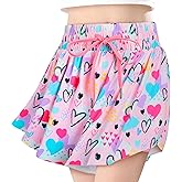 Play Tailor Butterfly Shorts Girls Flowy Athletic Short 2 in 1 Cheer Shorts with Pocket Drawstring for Running Dance Tennis