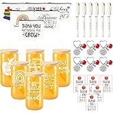 Frerdui 30 Pcs Teacher Appreciation Gift Set - Best Teacher Gifts, Back to School, Thank You Gifts, Retirement Gift for Women, with 16oz Coffee Glass Cup Keychains Zipper Bag Pen Greeting Card