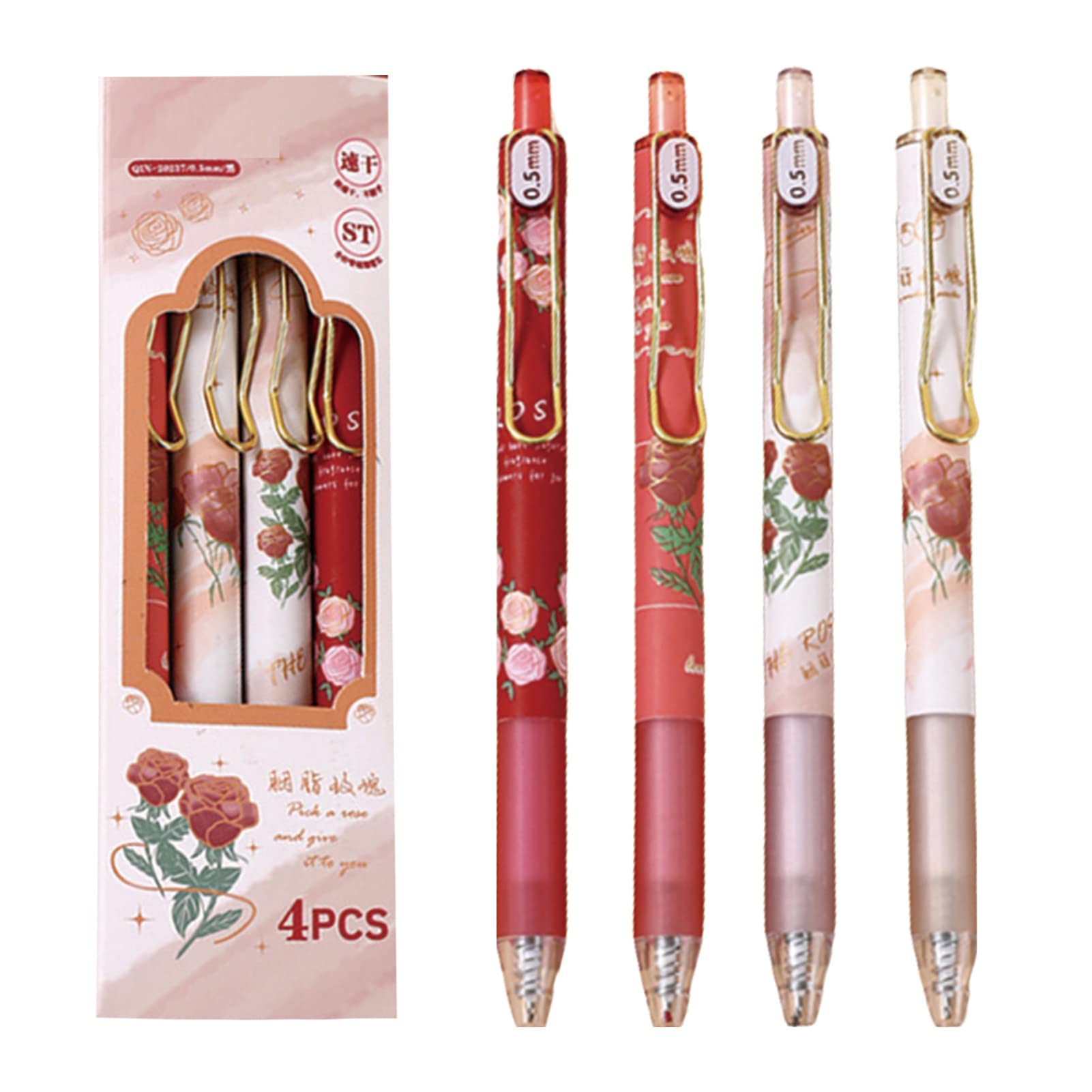 Photo 1 of MOZXIRZ 4 Pcs Gel Ink Flower Retractable Pens 0.5mm Black Ink Pens for Women & Girls (Flower-2)