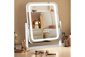 Ratsamee Vanity Mirror with Lights, Led Makeup Mirror, Lighted Makeup Mirror with 3 Color Dimmable Lights, Smart Touch Screen