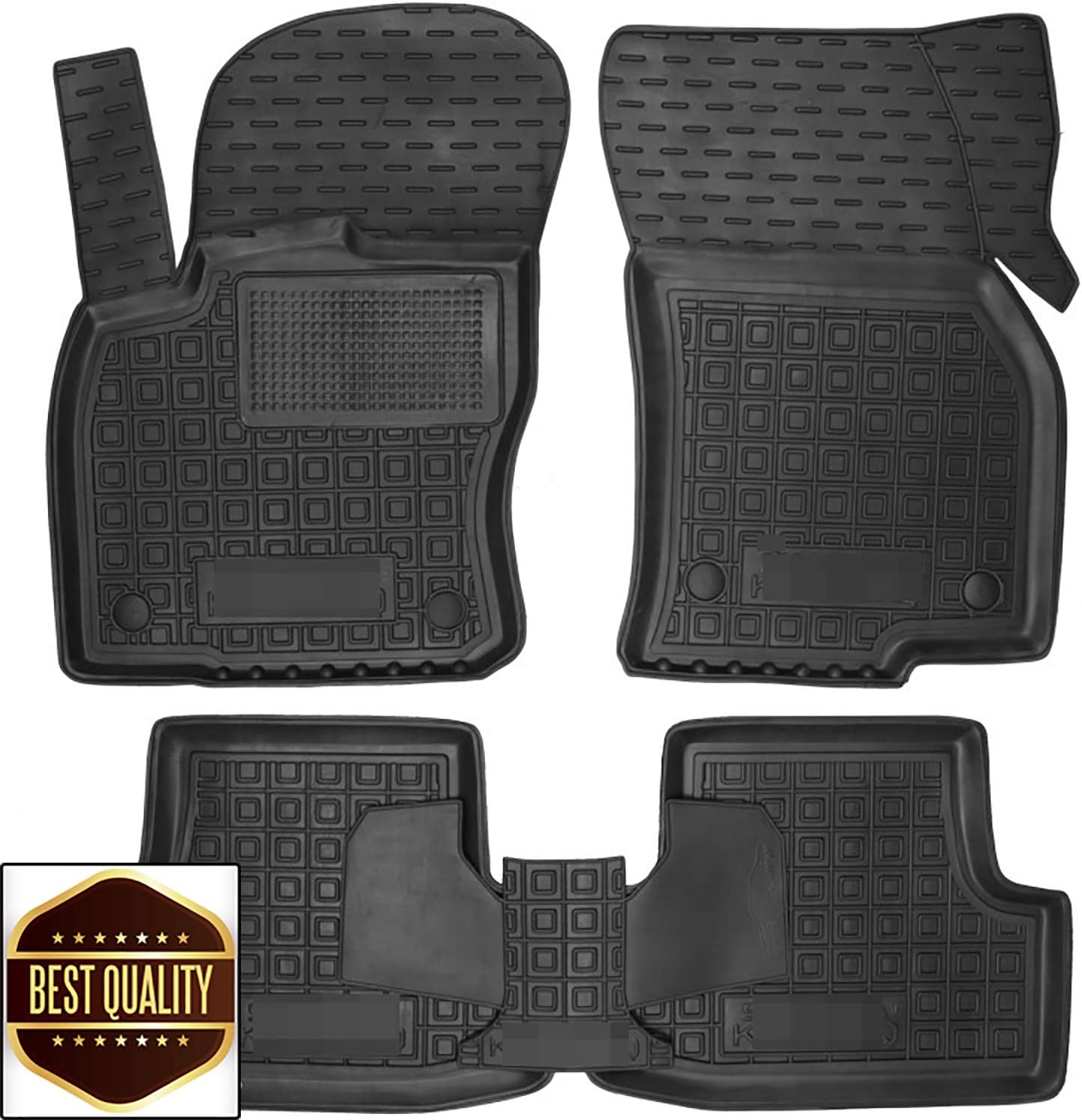 Custom Fit All Weather Floor Liners Carmats Black Rubber Floor Mats 1st & 2nd Row 5 pcs/Set for Skoda Karoq 2018-2019