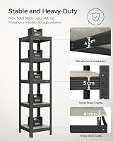 SONGMICS Shelving Unit 37x37x150 cm 400 kg Load Adjustable Shelves Greige Black view 3