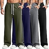 August Alley 4 Pack Men's Sweatpants Drawstring Open Bottom Joggers with Pockets Elastic Waist Lounge Athletic Gym Pants