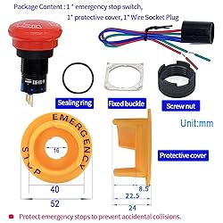 Emergency Stop Push Button Switch 16mm 5/8inch Red