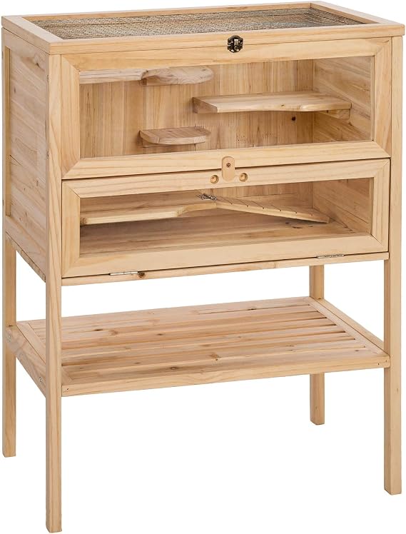 Prolee Hamsterkäfig Aus Holz (extra Groß, 101,6 Cm) – Mit Acrylplatten, Oben Zu öffnen & Beinständern – Artgerecht Für Hamster, Mäuse & Ratten