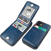 KIHUWEY Compatible with iPhone 12 Mini Case Wallet with Credit Card Holder, Premium Leather Magnetic Clasp Kickstand Heavy Duty Protective Cover for iPhone 12 Mini 5.4 Inch(Blue)
