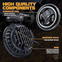 Xprite 7" inch 90W LED Headlights with Blue Halo