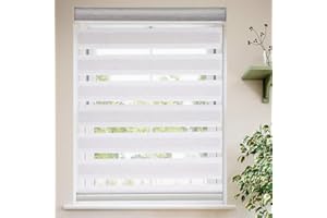 MYshade Roller Shades Zebra Blinds for Indoor Windows Cordless Day and Night Light Filtering Dual Layer Roller Window Blinds & Shades, Easy to Install, Size 34" W x 72" H, Beige