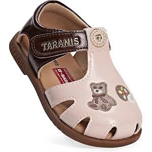 TARANIS Toddler Sandals Closed Toe Baby Walking Shoes Soft Sole Non-Slip First Walker Summer Sandals for Boys Girls with Adju