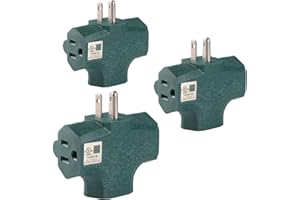 GFQHF 3 Way Plug Adapter - UL Listed - Outdoor Outlet Splitter 3 Prong - Electrical Outlet Extender, Wall Outlet Expander, Outdoor Heavy Duty Triple Plug Outlet Adapter