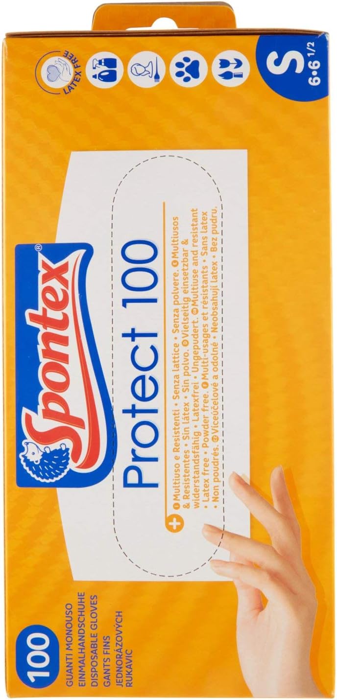 Spontex Protect Vinyl Disposable Gloves, Powder-Free and Latex Free, Multi-Purpose, in Practical Dispenser Box, Size S, Pack of 100 - Image 4