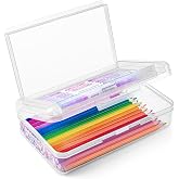 Double Layer Plastic Hard Clear Color Pencil box Case for Girl Boy kids | Colored Cute kids Pen Case Box for Marker Crayon,School Office Art Supplies Storage Organizer Box,Medium Size