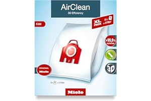 Miele AirClean 3D Efficiency Dust Bag, Type FJM, XL Value Pack, 8 Bags & 4 Filters package may vary