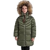 SOLOCOTE Girls Winter Coat - Heavyweight Water-Resistant Faux Fur Hood Sherpa Lined Elastic Cuffs with Zip Pockets Long Parka