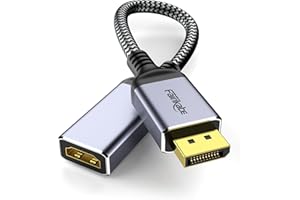 FAIRIKABE DisplayPort to HDMI Adapter, 4K Display Port to HDMI Converter, Uni-Directional 2K@120Hz DP to HDMI Adapter from DP PC Laptop to HDMI HDTV Monitor Projector
