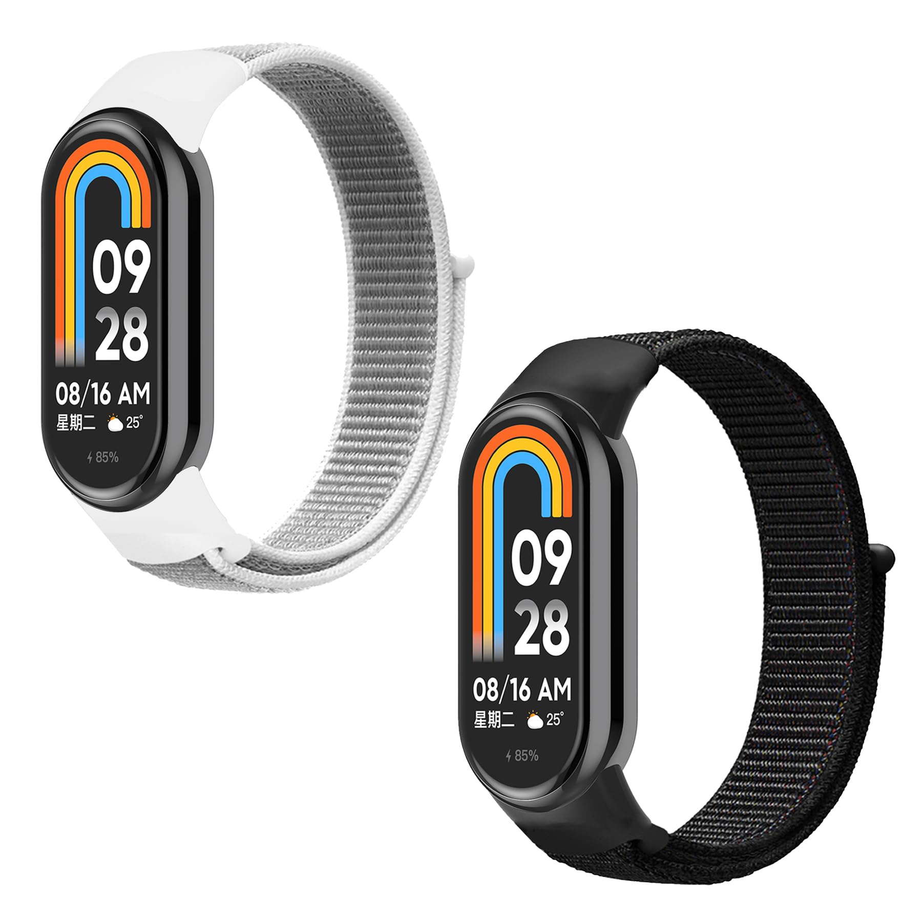 HchenH 2 Pack Wristbands Compatible with Xiaomi Mi Band 8 Watch Strap Women Men Nylon Adjustable Sport Replacement Strap for Xiaomi Mi Band 8 -