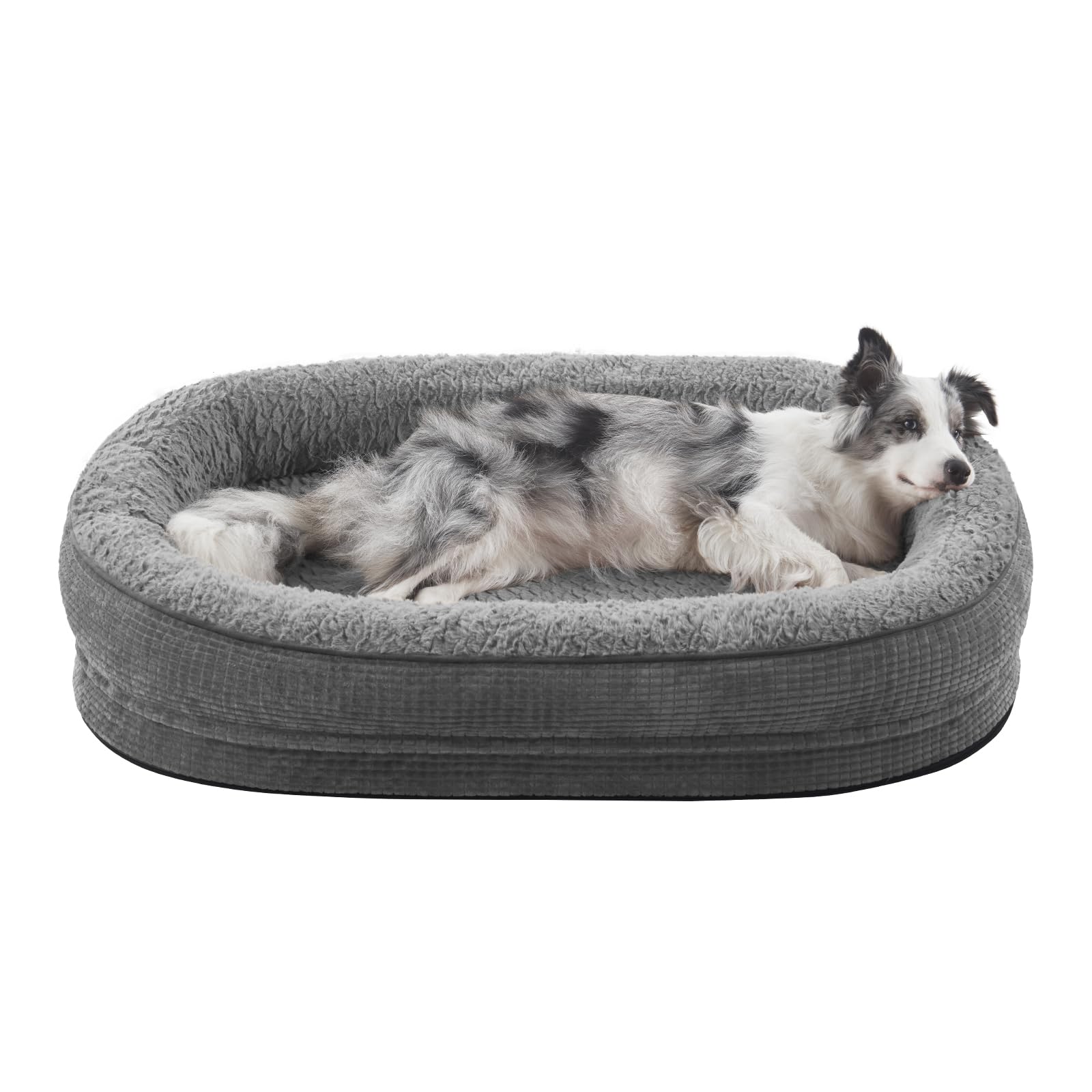 Photo 1 of JOEJOY Orthopedic Dog Bed for Large Dogs, Egg-Crate Memory Foam Pet Bed with Bolster Sides, Waterproof Lining, Removable Washable Cover & Non-Slip Bottom, Grey