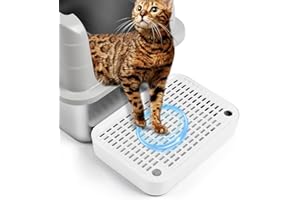 Bartuke Cat Litter Box Ramp Mat with Filter Function, Cat Step Pedal Stool for Self-Cleaning Litter Box, Easy to Clean, Ideal for Kitten & Elderly Cats (White)