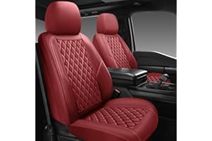 GEEYONTEK Premium Leather Car Seat Covers Full Set,Universal Fit for Cars,Trucks&SUVs,Waterproof Car Seat Cushion,Full Coverage Car Seat Protector with 5 Seats,Wine Red