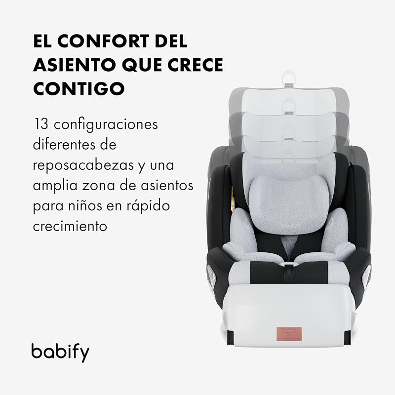 Onboard Silla de Coche Isofix para Bebés y Niños, 0 Meses - 12 Años, Apta Desde 40-150 cm Ajustable 360º, Asiento Portátil y Seguro i-Size ECE R129