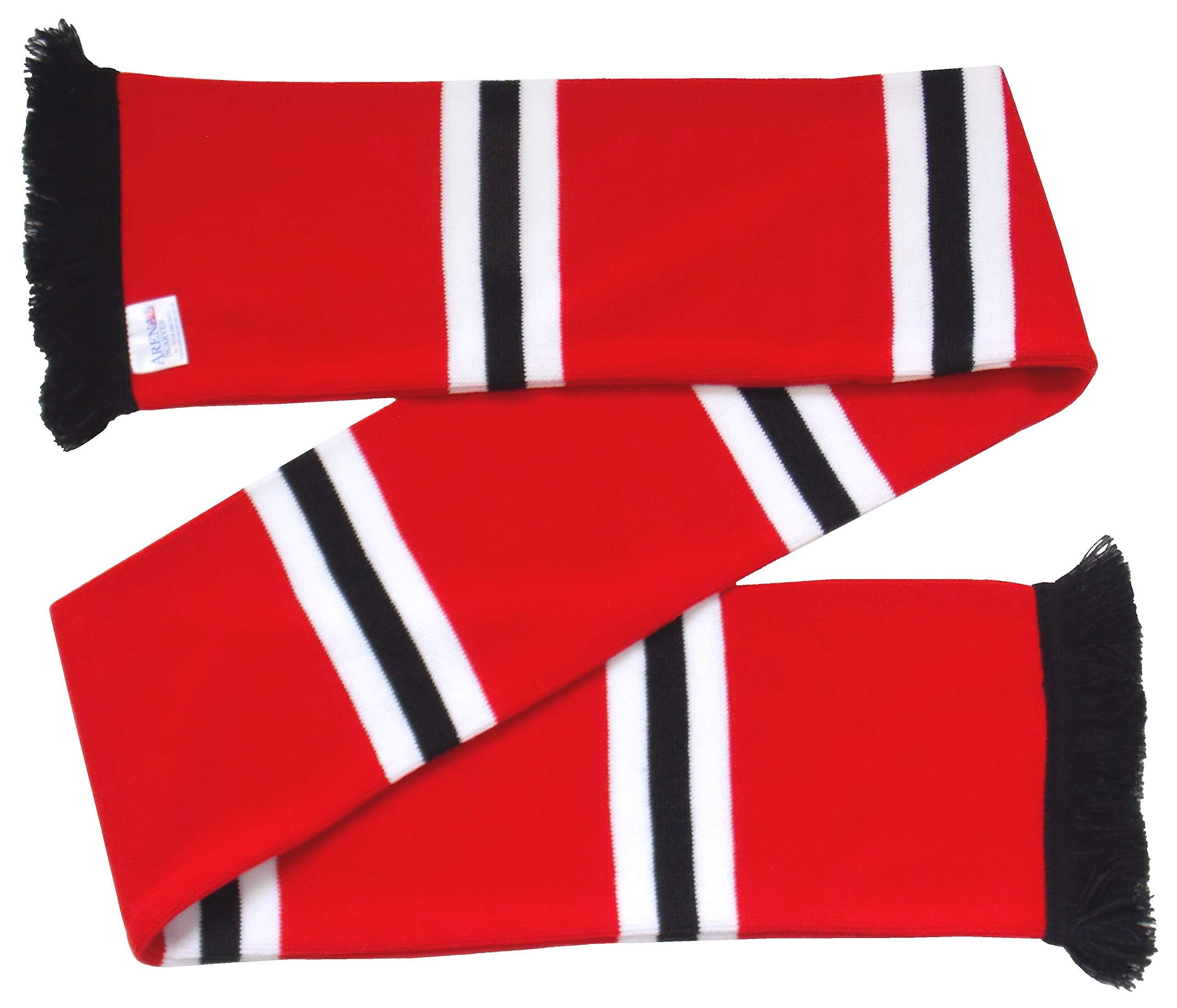 Arena Scarves United Supporters Red, White and Black Retro Striped Scarf