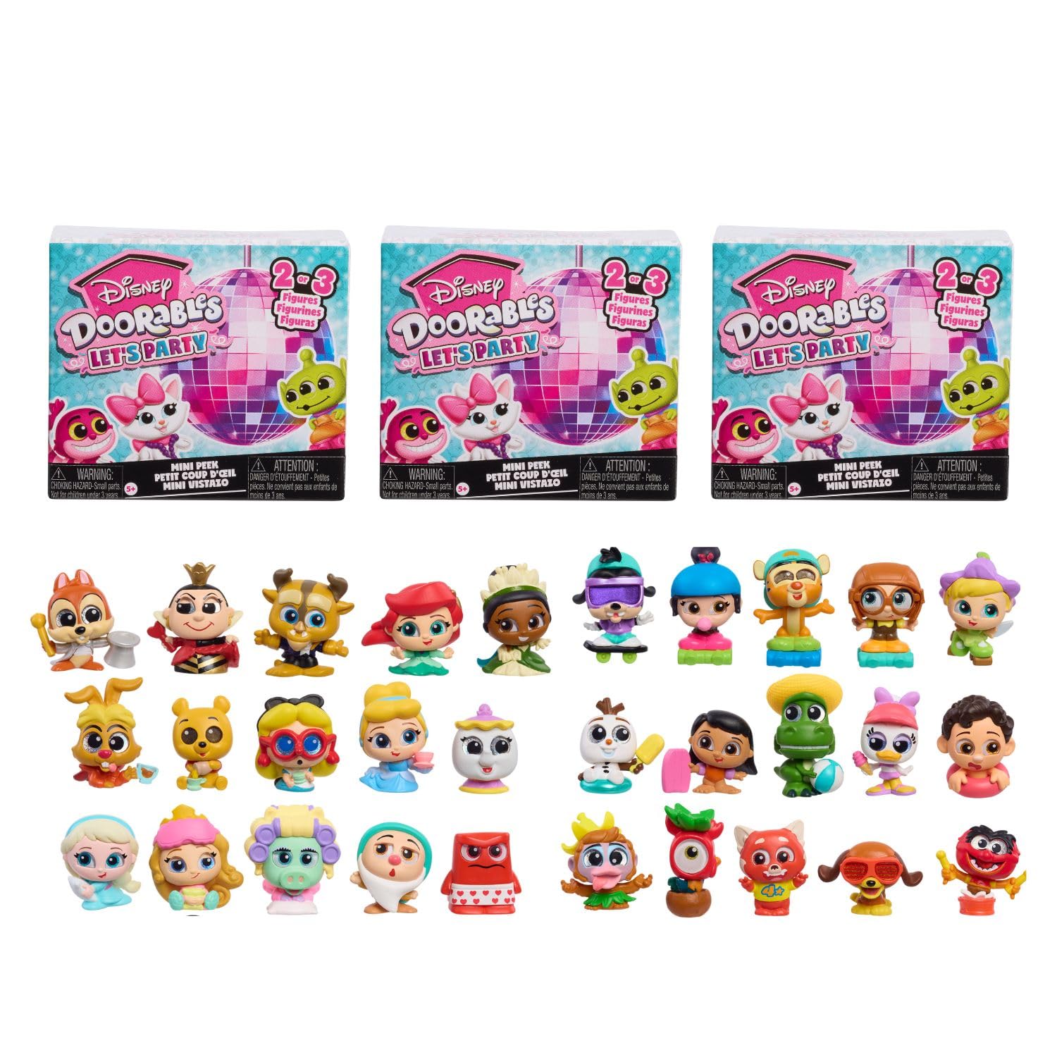 Photo 1 of ***only 1*** Disney Doorables Let’s Party Mini Peek 3-Pack, Kids Toys for Ages 5 Up by Just Play