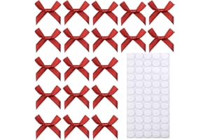 Hgzgch 60pcs 1.7" Mini Red Ribbon Bows Decor – Small DIY Satin Bows for Crafts, Little Bows for Gift Wrapping, Tiny Bow Stickers for Note Card Bow Baby Shower Cake and Candle Decorations