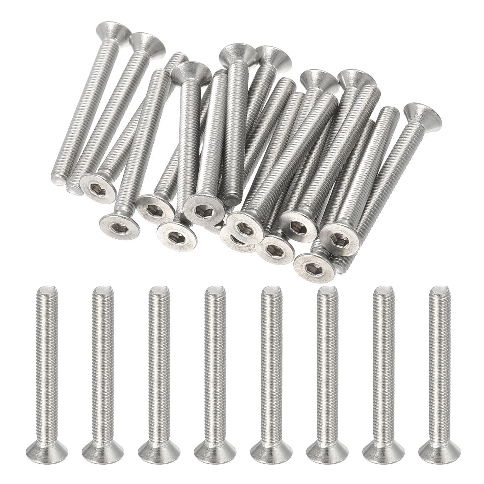 PATIKIL #10-32 x 1-3/4 Inch Flat Head Socket Cap Screws, 20 Pack 304 Stainless Steel Flat Countersunk Bolts Hex Socket Drive Machine Screws Full Thread Coarse Thread UNF Grade 6.8