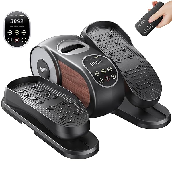 MERACH UNDER DESK ELLIPTICAL MACHINE, LEG EXERCISER WHILE SITTING FOR SENIORS WITH REMOTE CONTROL & 12-SPEEDS, QUIET PORTABLE ELECTRIC SEATED PEDAL EXERCISER MACHINE FOR HOME OFFICE (CLASSIC)