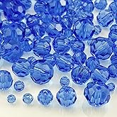 Honkoolly 480pcs Crystal Glass Beads 3mm 4mm 6mm 8mm 10mm Round Faceted Glass Spacer Beads for Bracelets Necklace Earring DIY Jewelry Making Craft(Light Blue)