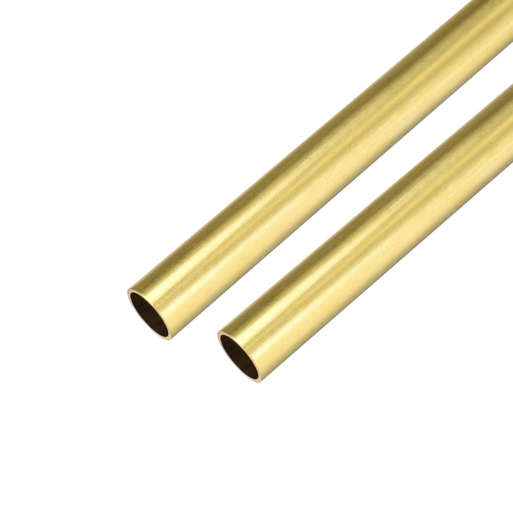 uxcell Brass Round Tube 300mm Length 11mm OD 0.5mm Wall Thickness Seamless Straight Pipe Tubing 2 Pcs
