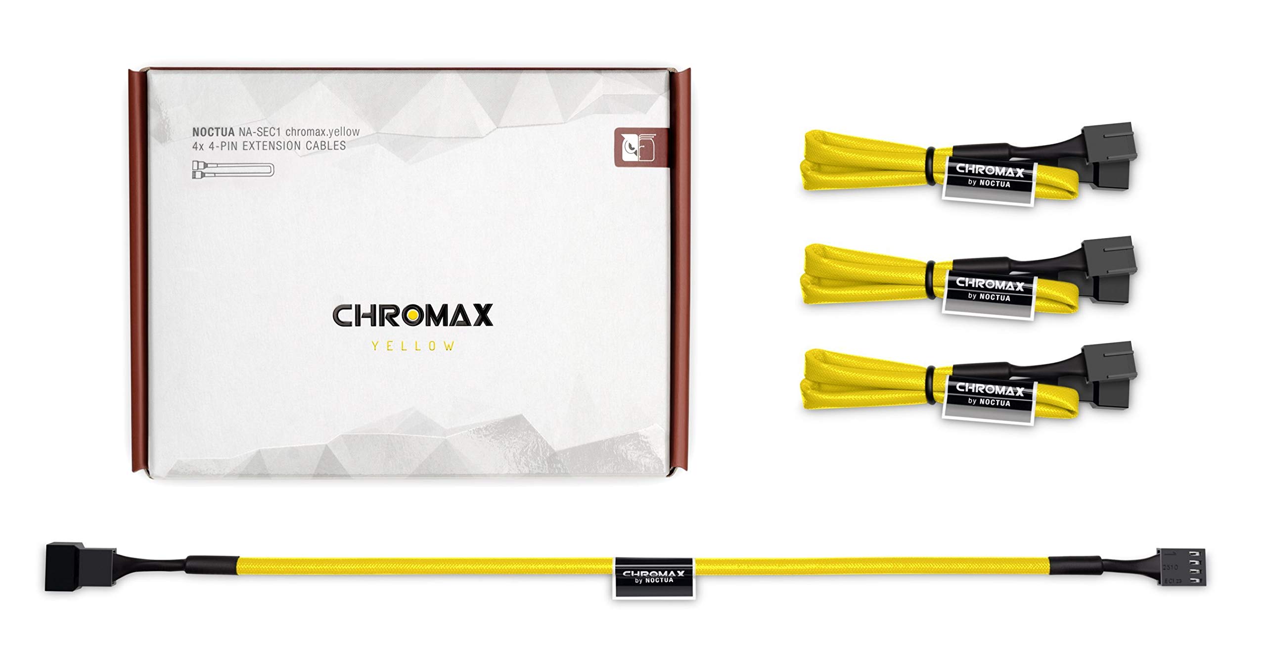 Noctua NA-SEC1 chromax.yellow, 3-Pin/4-Pin Extension Cables (30cm, Yellow)