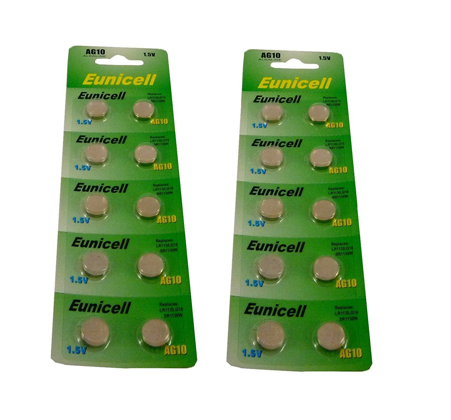 20 X AG10 1.5V Alkaline Batteries - Replaces SR1130, SR54, SR1131, 389, 390