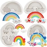 MINFEIDMS Rainbow Silicone Molds Rainbow Fondant Chocolate Molds Set Of 4 | Wedding Birthday Party Cake Decorating Cupcake Topper Candy Gum Paste Polymer Clay