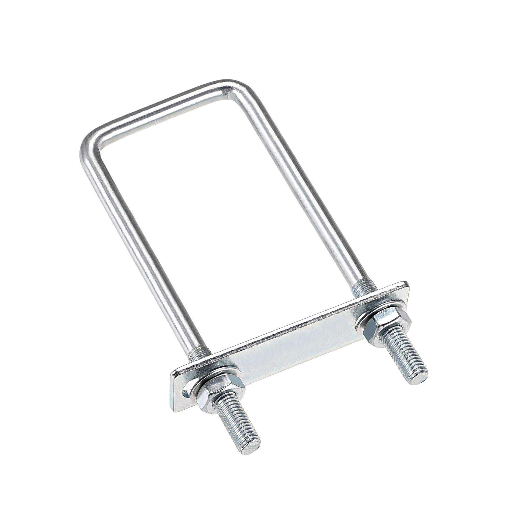 uxcell Square U-Bolts 2"(50mm) Inner Width 130mm Length Carbon Steel M8 with Nuts, Frame Plate, Round Washers