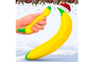 Tesorrio Fake Banana Stress Relief Fidget – 6.7 x 1.4 in Soft PU Foam Desk Accessory | Lightweight Squeeze Fidget for Adults | Novelty Office Decor & Relaxation Tool