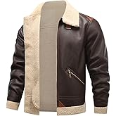HOOD CREW Men’s Bomber Jacket Winter Coat Stylish Faux Fleece Lined Leather Jackets