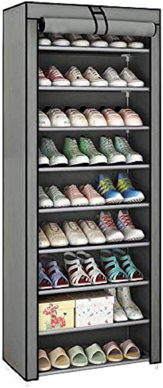 KingSaid Meuble à Chaussures Pliant avec Tissu PorteChaussures à 10