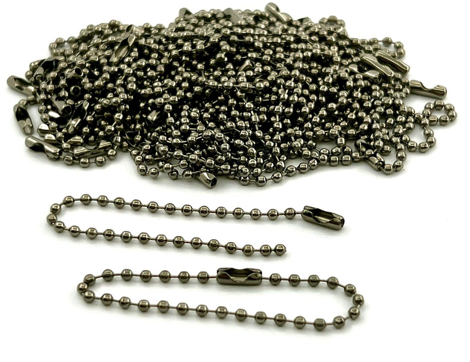 ５０本入 ボールチェーン 10cm コネクター付 ボール径2.3mm キーチェーン ストラップ キーホルダー パーツ ball&chain アクセサリー ホルダー金具 全長 10cm,黒ニッケル の商品画像